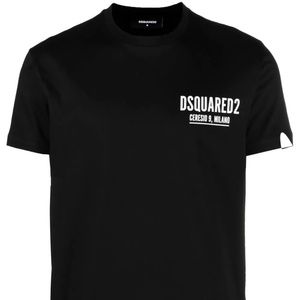 DSQUARED2 LOGO-PRINT COTTON T-SHIRT - BLACK